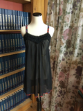 Sheer Black Ruffle Chemise with Floral Trim
