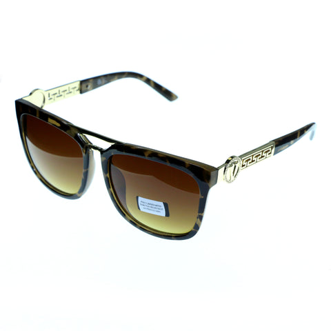 UV protection Shatter resistant Poly carbonated Oversize-Sunglasses With Logo Accents Tortoise-Shell & Yellow Colored #3867