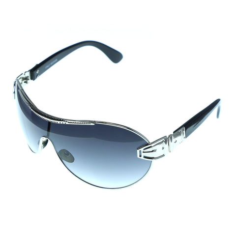 Silver-Tone & Black Colored Acrylic Goggle-Sunglasses #3947