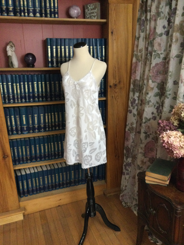Romantic Semi Sheer White Rose Chemise
