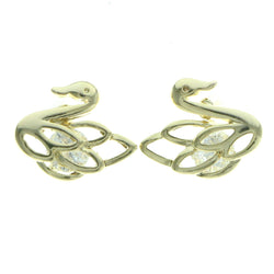 Cubic Zirconia Swan Stud-Earrings  With Crystal Accents Gold-Tone Color #2729