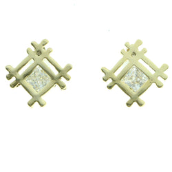 Cubic Zirconia Abstract Lattice Stud-Earrings  With Crystal Accents Gold-Tone Color #2735