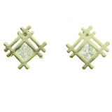 Cubic Zirconia Abstract Lattice Stud-Earrings  With Crystal Accents Gold-Tone Color #2735