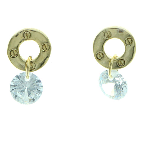 Cubic Zirconia Dangle-Earrings With Crystal Accents  Gold-Tone Color #2739