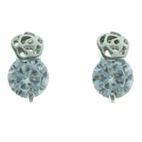 Cubic Zirconia Stud-Earrings With Crystal Accents  Silver-Tone Color #2746