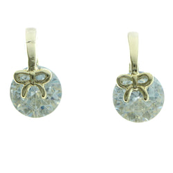 Cubic Zirconia Bow Dangle-Earrings  With Crystal Accents Gold-Tone Color #2749