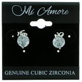 Cubic Zirconia Yes No Stud-Earrings With Crystal Accents Silver-Tone Color #2754