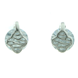 Cubic Zirconia Stud-Earrings With Crystal Accents  Silver-Tone Color #2762
