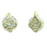 Cubic Zirconia Stud-Earrings With Crystal Accents  Gold-Tone Color #2761