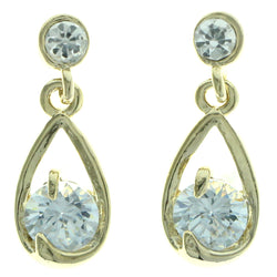 Cubic Zirconia Dangle-Earrings With Crystal Accents  Gold-Tone Color #2763