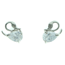 Cubic Zirconia Bird Stud-Earrings  With Crystal Accents Silver-Tone Color #2768