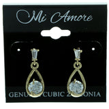 Cubic Zirconia Dangle-Earrings With Crystal Accents  Gold-Tone Color #2773