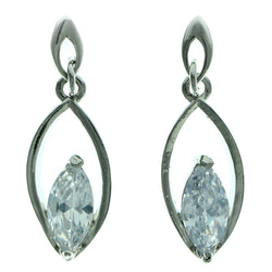 Cubic Zirconia Dangle-Earrings With Crystal Accents  Silver-Tone Color #2776