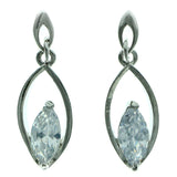 Cubic Zirconia Dangle-Earrings With Crystal Accents  Silver-Tone Color #2776