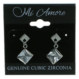 Silver-Tone Metal Drop-Dangle-Earrings With Crystal Accents #2784