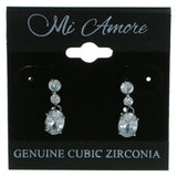 Oval Shaped Drop-Dangle-Earrings With Crystal Accents  Silver-Tone Color #2790