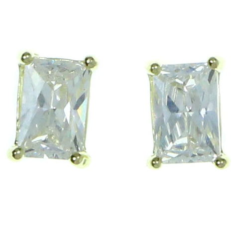 Rectangular  Stud-Earrings With Crystal Accents  Gold-Tone Color #2817