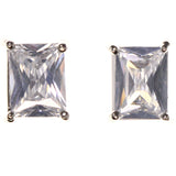Cubic Zirconia Stud-Earrings With Crystal Accents  Silver-Tone Color #2822