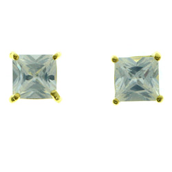 Cubic Zirconia Stud-Earrings With Crystal Accents  Gold-Tone Color #2829
