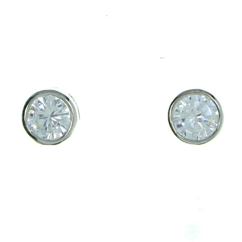 Round Stud-Earrings With Crystal Accents  Silver-Tone Color #2839