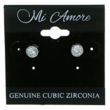 Round Stud-Earrings With Crystal Accents  Silver-Tone Color #2839