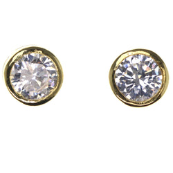 Cubic Zirconia Stud-Earrings With Crystal Accents Silver-Tone & Gold-Tone Colored #2840