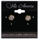 Cubic Zirconia Stud-Earrings With Crystal Accents Silver-Tone & Gold-Tone Colored #2840