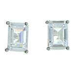 Rectangular  Stud-Earrings With Crystal Accents  Silver-Tone Color #2867