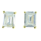 Rectangular  Stud-Earrings With Crystal Accents  Gold-Tone Color #2868