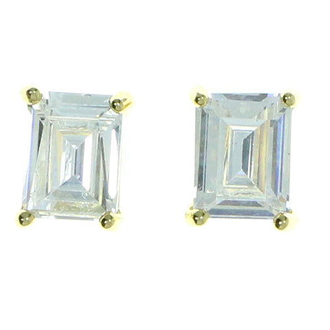 Rectangular  Stud-Earrings With Crystal Accents  Gold-Tone Color #2868