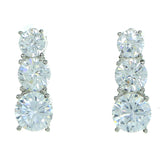 Three Circles Stud-Earrings With Crystal Accents  Silver-Tone Color #2881