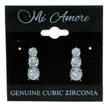 Three Circles Stud-Earrings With Crystal Accents  Silver-Tone Color #2881