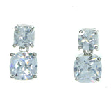 Silver-Tone Metal Dangle-Earrings With Crystal Accents #2889