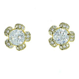 Flower Stud-Earrings With Crystal Accents  Gold-Tone Color #2895