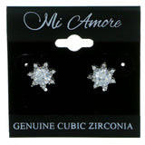 7 Point Star Stud-Earrings With Crystal Accents  Silver-Tone Color #2898