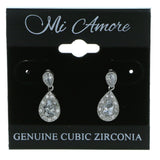 Tear Drop Shaped Drop-Dangle-Earrings With Crystal Accents  Silver-Tone Color #2904