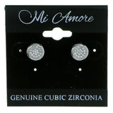 Round Stud-Earrings With Crystal Accents  Silver-Tone Color #2916