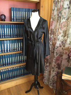Kimono Style Black Robe with Peach Lace Sleeves