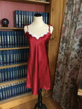 Silky Red Tie Strap Chemise with Lace