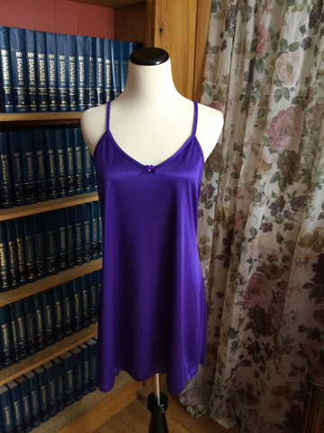 Silky Royal Purple Chemise with Bows Down the Back