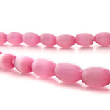 6X8mm Fiberoptic Cats Eye Oval/Rice Pink 68CE12