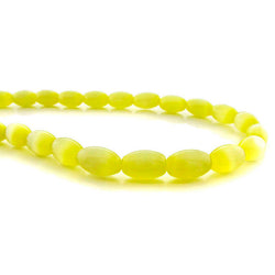 6X8mm Fiberoptic Cats Eye Oval/Rice Lt Yellow 68CE13