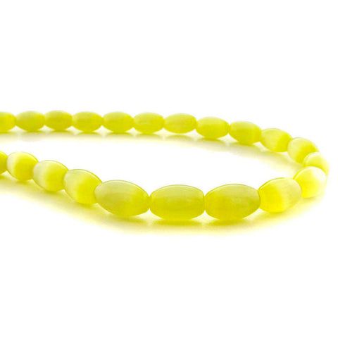 6X8mm Fiberoptic Cats Eye Oval/Rice Lt Yellow 68CE13