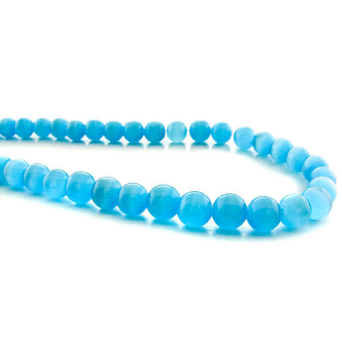 6mm Fiberoptic Cats Eye Round Aqua 6CE27