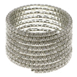 Silver-Tone Metal Rhinestone-Coil-Bracelet With Crystal Accents #4349