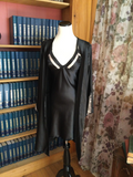 Kimono Style Black Robe with Peach Lace Sleeves