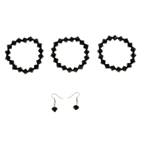 Mi Amore Bracelet-Earring-Set Black