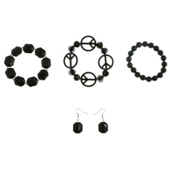 Mi Amore Peace Sign Bracelet-Earring-Set Black