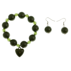 Mi Amore Heart Bracelet-Earring-Set Green