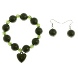 Mi Amore Heart Bracelet-Earring-Set Green